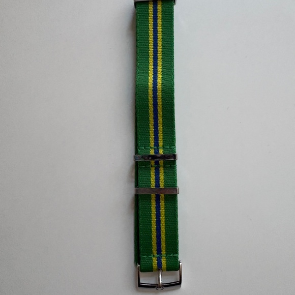 Tsunami MK2 Rubber Deployant Watch Strap - Vintage White +  OMEGA NATO Strap 19-20mm Green, yellow, blue nylon (Brazil) polymide